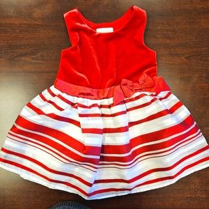 Red Velvet Striped Christmas/Holiday Dress Sz 3t  The Children's Place